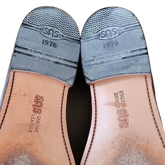 Mens SAS Hand-sewn Kiltie Leather Loafers w/Tassels in Brown Size 10N - Picture 6 of 8